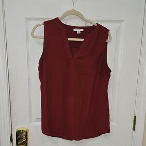 Pure Navy Sleeveless Red Blouse